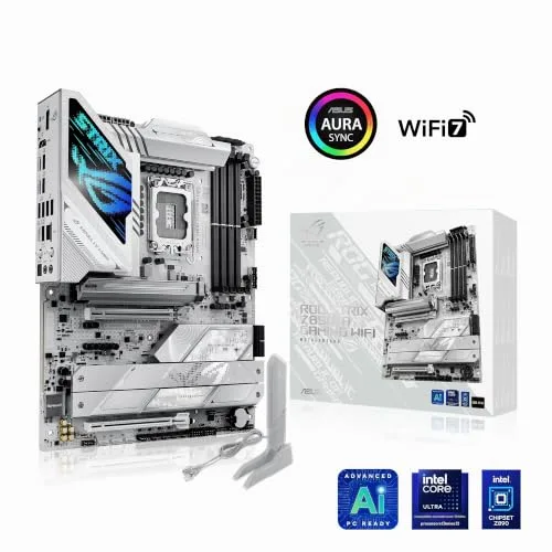 ASUS ▫️ ROG Strix Z890-A Gaming WiFi Z890 LGA 1851 ATX, Placa-mãe Intel® Core™ Ultra Series 2, Preparada para PC com IA avançada, 16+2+1+2 fases, DDR5, WiFi 7, 2,5G, 5X M.2, Thunderbolt™ 4, USB Tipo C, IA 7