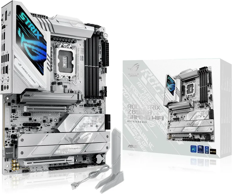 ASUS ▫️ ROG Strix Z890-A Gaming WiFi Z890 LGA 1851 ATX, Placa-mãe Intel® Core™ Ultra Series 2, Preparada para PC com IA avançada, 16+2+1+2 fases, DDR5, WiFi 7, 2,5G, 5X M.2, Thunderbolt™ 4, USB Tipo C, IA