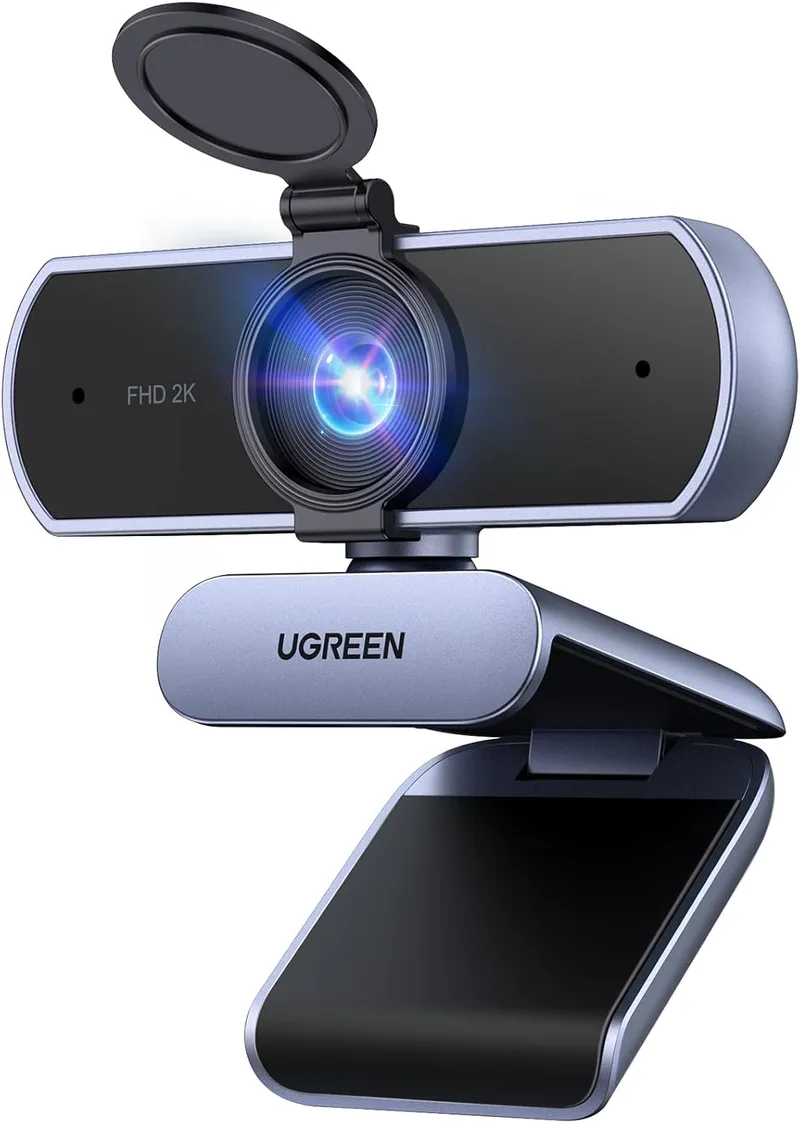 UGREEN ▫️ Webcam 2K 30FPS Full HD USB Webcam para computador Foco fixo Plug and Play para Windows MacOS Linux Streaming Youtube Skype Chamada de vídeo Zoom Videoconferência (Cinzento)
