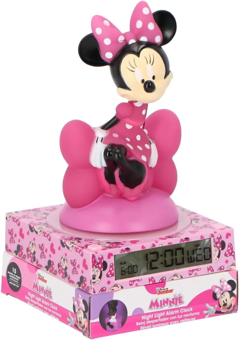 Kids Licensing ▫️ CANDEEIRO 3D COM DESPERTADOR E DATA MINNIE (4x1)