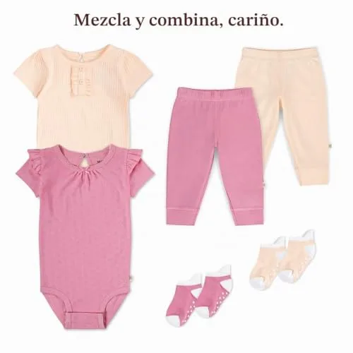 HUGGIES ▫️ Little Hugs Little Hugs Unissexo para bebé, embalagem de 5 peças, body com gola elevada, camisa formal com botões para bebés e crianças pequenas, bebé - meninas 5