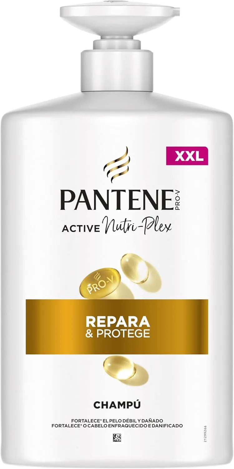 Pantene ▫️ Champô Pro-V Repara e Protege 1L, Dispensador, Cabelo Seco e Estragado. Limpa e protege as ligações do cabelo. Sem silicone. Nutri-Plexo Ativo
