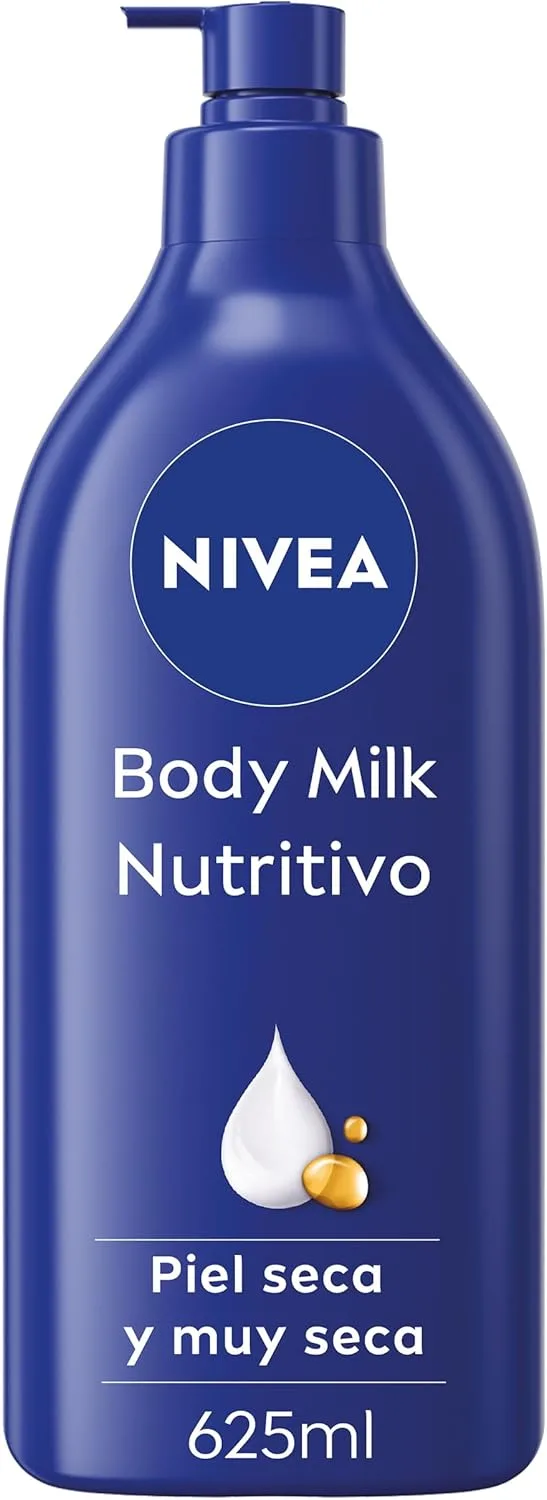 NIVEA ▫️ Leite Corporal Nutritivo (1 x 625 ml), leite corporal que hidrata durante 72 horas, creme hidratante corporal com óleo de amêndoa e ácido hialurónico, para pele seca