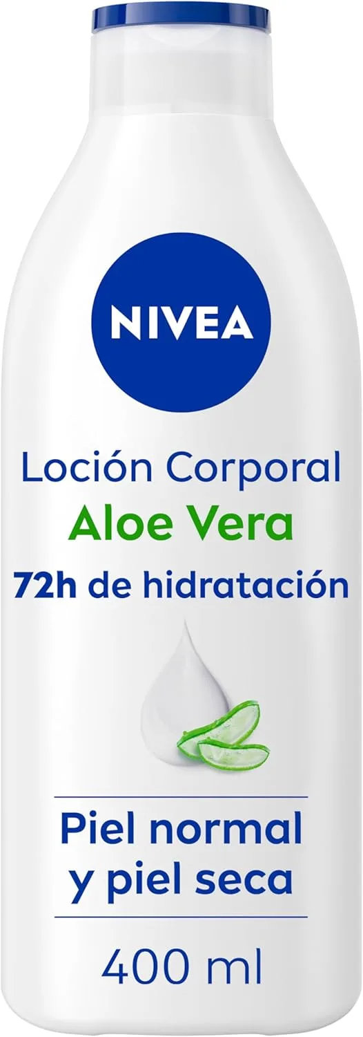NIVEA ▫️ Aloe Vera Body Lotion (1 x 400 ml), loção corporal refrescante para uma hidratação profunda de 72 horas, loção hidratante com aloé vera, ácido hialurónico e soro nutritivo.