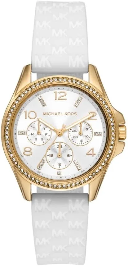 Michael Kors ▫️ Relógio Pilot para mulher, movimento multifunções de quartzo com bracelete de silicone