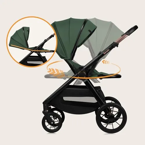 lionelo ▫️ Layla Carrinho 2 em 1 para bebés (0-4 anos, até 22 kg), alcofa e cadeira de passeio, assento reversível, encosto reclinável, rodas em PU, suspensão, capota impermeável com proteção UPF50+ 4