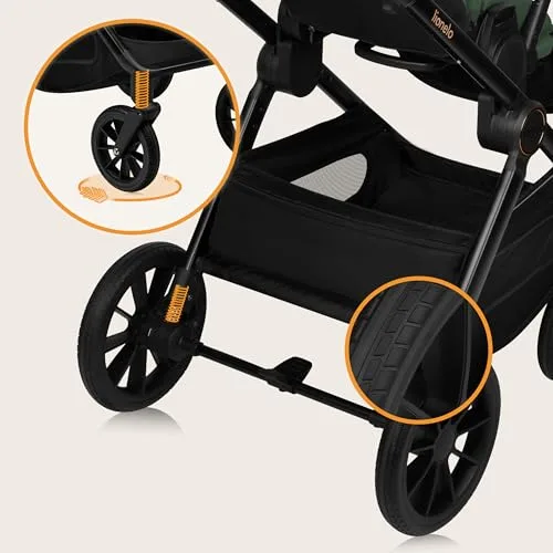 lionelo ▫️ Layla Carrinho 2 em 1 para bebés (0-4 anos, até 22 kg), alcofa e cadeira de passeio, assento reversível, encosto reclinável, rodas em PU, suspensão, capota impermeável com proteção UPF50+ 6