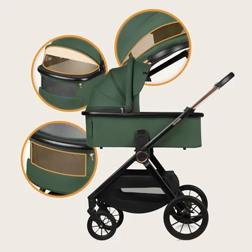 lionelo ▫️ Layla Carrinho 2 em 1 para bebés (0-4 anos, até 22 kg), alcofa e cadeira de passeio, assento reversível, encosto reclinável, rodas em PU, suspensão, capota impermeável com proteção UPF50+ 7