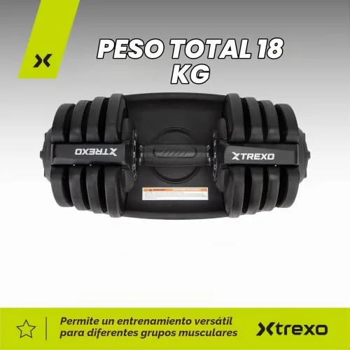 TREXO ▫️ Halteres de 18|24|32|40 kg com botão de ajuste de peso – Halteres de ferro para fitness com pega ergonómica antiderrapante 3