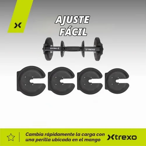 TREXO ▫️ Halteres de 18|24|32|40 kg com botão de ajuste de peso – Halteres de ferro para fitness com pega ergonómica antiderrapante 4
