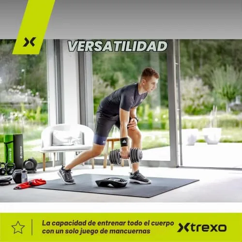 TREXO ▫️ Halteres de 18|24|32|40 kg com botão de ajuste de peso – Halteres de ferro para fitness com pega ergonómica antiderrapante 6