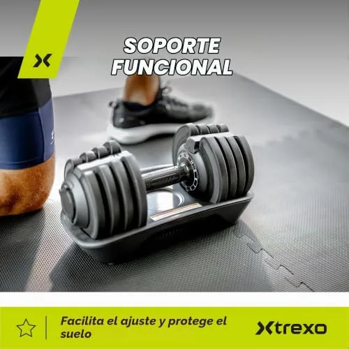 TREXO ▫️ Halteres de 18|24|32|40 kg com botão de ajuste de peso – Halteres de ferro para fitness com pega ergonómica antiderrapante 7