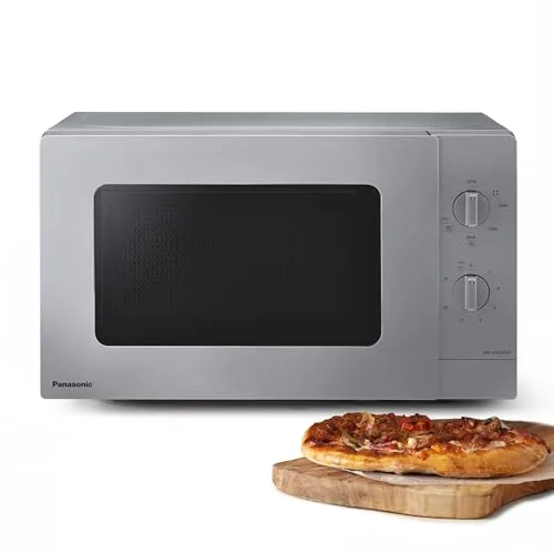 Panasonic ▫️ NN-GM23QMEPG Micro-ondas com grelhador de 20 L, com tabuleiro de vidro e grelha, 800 W, grelhador de 1000 W, função de descongelação, botão giratório, Quick 30, temporizador, prateado 2