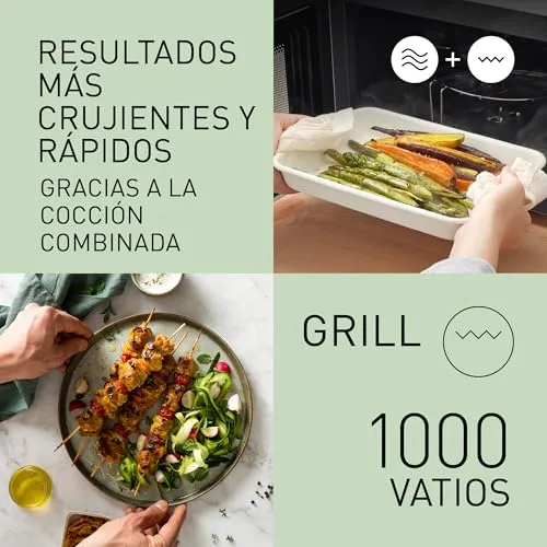 Panasonic ▫️ NN-GM23QMEPG Micro-ondas com grelhador de 20 L, com tabuleiro de vidro e grelha, 800 W, grelhador de 1000 W, função de descongelação, botão giratório, Quick 30, temporizador, prateado 5