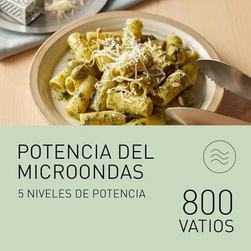 Panasonic ▫️ NN-ST21QWEPG Micro-ondas de 20 L com tabuleiro de vidro, 800 W, descongelação automática, 11 programas automáticos, ecrã LED, 5 níveis de potência, temporizador digital, branco 4