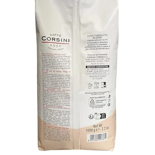 CAFFÈ CORSINI 1950 ▫️ Caffè Corsini - Café em Grão 1 kg para Expresso, Mistura Clássica de Arábica e Robusta, Torra Média-Escura, Café de Corpo Intenso com Aroma Envolvente, Origem: América do Sul e África. 3
