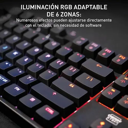 CHERRY ▫️ XTRFY K4V2 TKL, Teclado para jogos com fio, sem teclado numérico, disposição francesa (AZERTY), iluminação RGB, interruptores mecânicos MX2A RED, preto 5