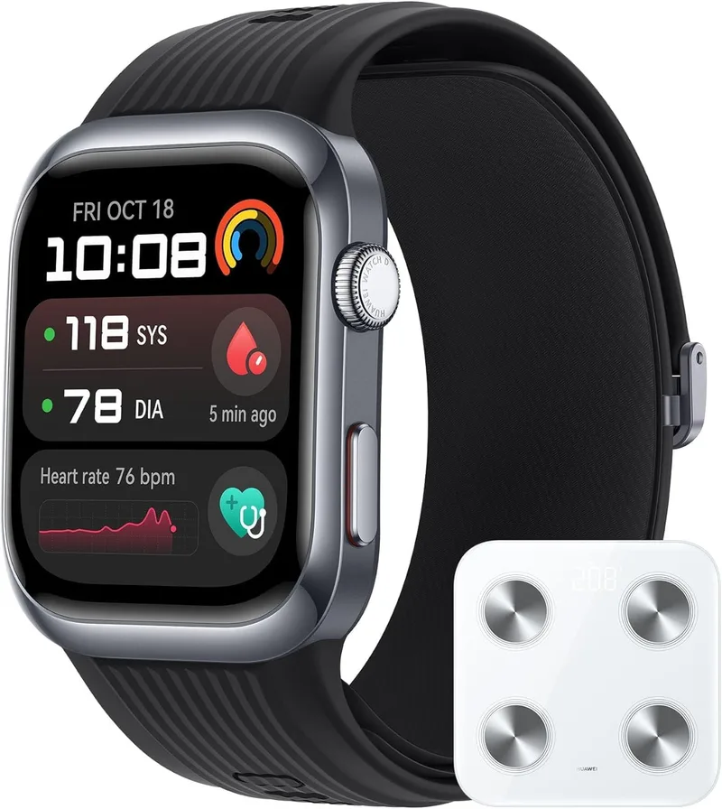 HUAWEI ▫️ Watch D2 Black + Scale 3, ecrã AMOLED de 1,82, monitorização em tempo real da pressão arterial, ECG, monitorização exaustiva do sono, SpO2, assistência de saúde familiar