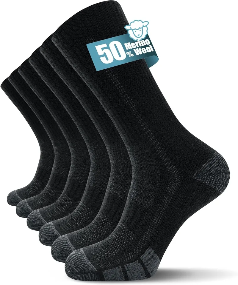 TANSTC ▫️ Meias térmicas de lã Merino para homem, de inverno, de exterior e de trekking, respiráveis, almofadadas e quentes