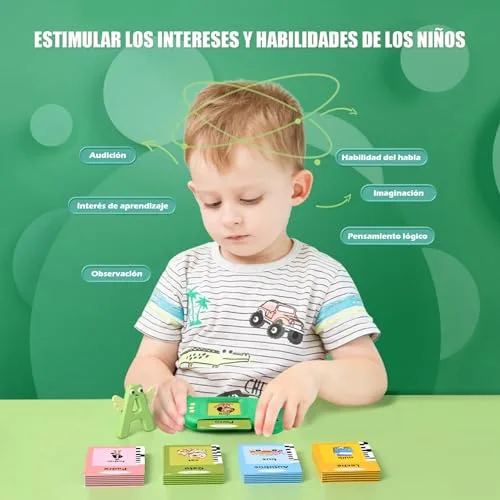 VISATOR ▫️ Cartões Flash com voz em espanhol – Brinquedos para crianças a partir dos 3 anos (Verde) 3