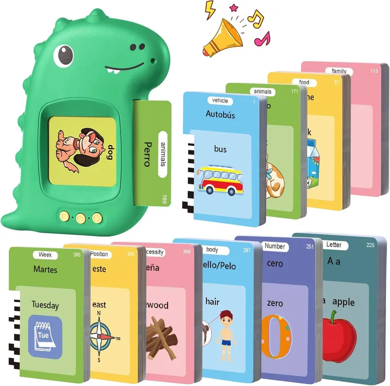 VISATOR ▫️ Cartões Flash com voz em espanhol – Brinquedos para crianças a partir dos 3 anos (Verde)