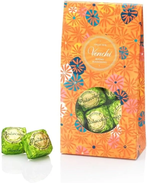 Venchi ▫️ Caixa de presente Murrine com 17 Pistácios Chocoviar, 310 g, Chocolates com Pistácios Inteiros, sem glúten, sem corantes e sem conservantes, com "Piedmont Hazelnut IGP", Ideia para presente