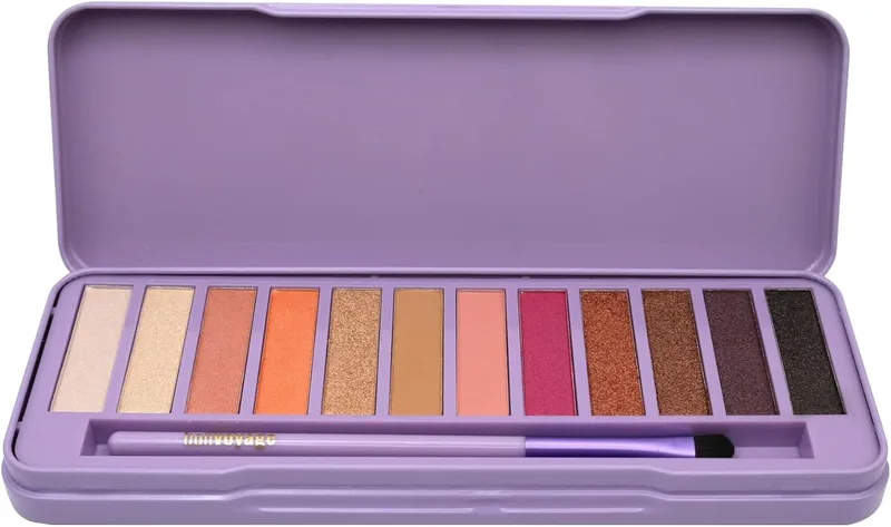 bonvoyage ▫️ Essentials, Paleta de Sombras de Olhos com Pincel, 12 Tons Mate e Brilhantes de Longa Duração, Inspirada nas Divas de Hollywood, Fórmulas Fáceis de Esbater, Hollywood Dreams