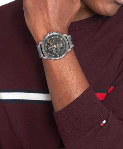Tommy Hilfiger ▫️ Relógio analógico multifunções de quartzo para homem, com bracelete em aço inoxidável ou em pele 4