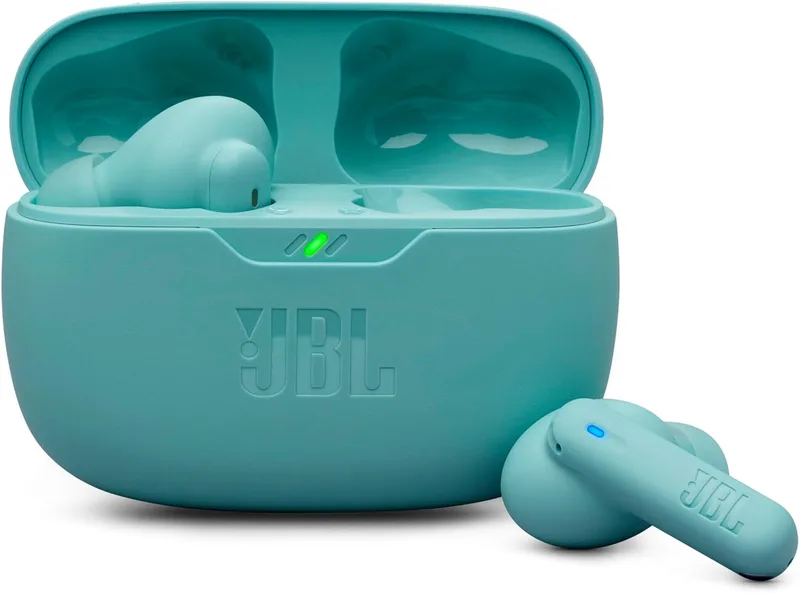 JBL ▫️ Wave Beam 2, Auscultadores verdadeiramente sem fios com cancelamento ativo de ruído, Bluetooth, autonomia até 40 horas, som Pure Bass, ambiente inteligente, ligação multiponto, azul