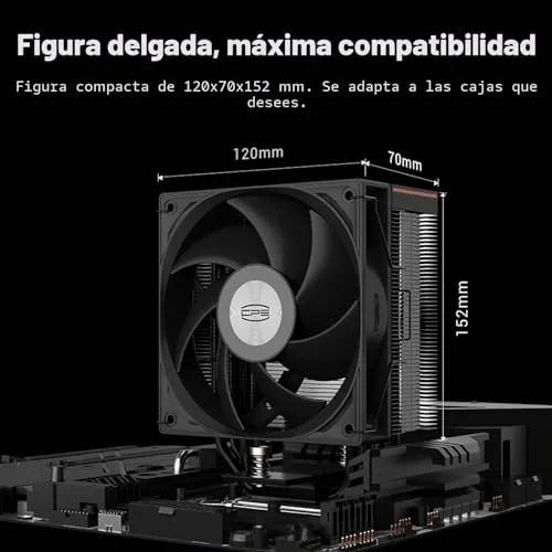 PCCOOLER ▫️ Dissipador de CPU CPS RT500 Digital BK Dissipador com ecrã digital, TDP 245 W, 5 tubos de calor de 6 mm com ventoinhas FDB de 120 mm, compatível com AMD AM4/AM5, Intel LGA 115X/1200/1700/1851 6