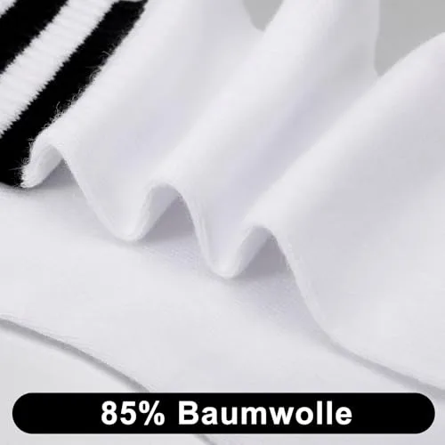 Utensilsto ▫️ Conjunto de 6 pares de meias desportivas para homem e mulher, meias de ténis às riscas, meias de algodão, unissexo, brancas e pretas, meias desportivas para mulher e homem 4