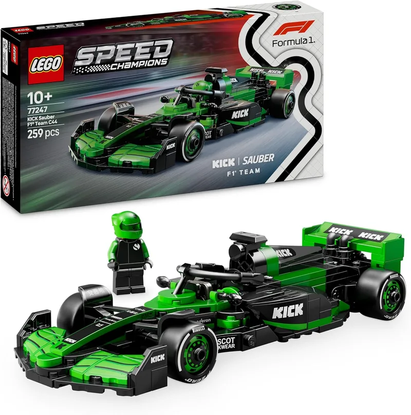 LEGO ▫️ Speed Champions Carro de Corrida Kick Sauber F1 Team C44, Carro de Fórmula 1 de Brinquedo, Modelo com 1 Minifigura de Piloto Colecionável, Presente para Meninos e Meninas a partir dos 10 Anos 77247