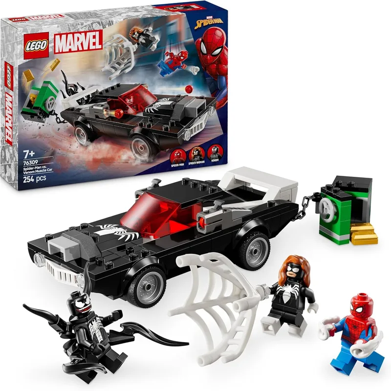 LEGO ▫️ Marvel Spider-Man vs. Carro brutal do Venom, conjunto de construção de super-heróis e 3 minifiguras Inc. Spider-Woman, para meninos e meninas a partir dos 7 anos 76309