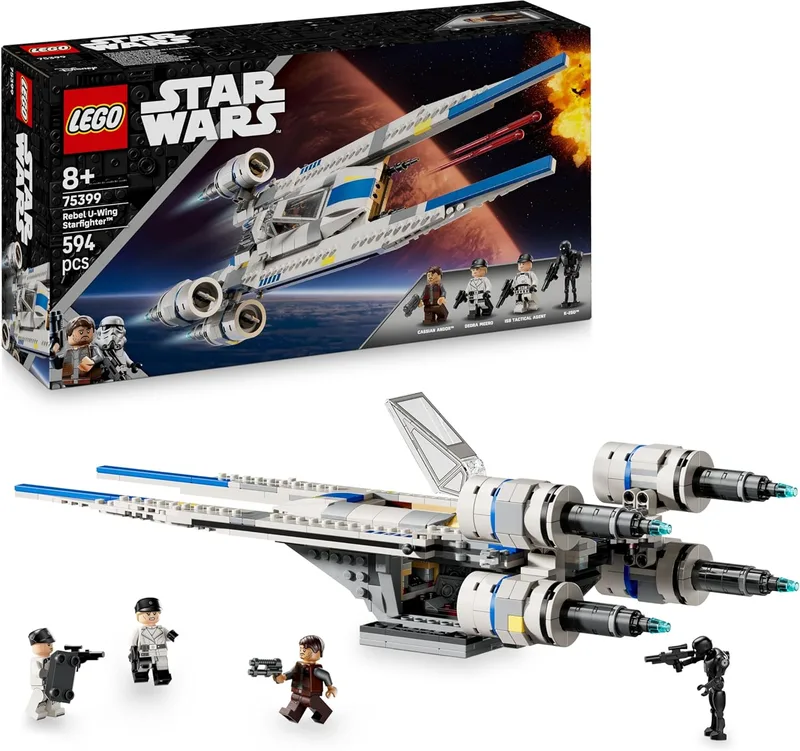 LEGO ▫️ Star Wars 75399 Caça Estelar Rebelde U-Wing - Maquete de nave de brincar com asa móvel, 3 minifiguras (incluindo Cassian Andor) e figura do droide K-2SO - Presente para crianças a partir dos 8 anos e fãs de Andor