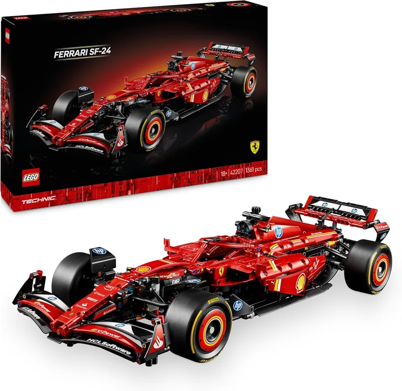 LEGO ▫️ Technic Carro Ferrari SF-24 F1 - Modelos para montar para adultos - Veículo de corrida vermelho para colecionar - Presente para homens e mulheres, pais ou casais fãs da Fórmula 1 42207