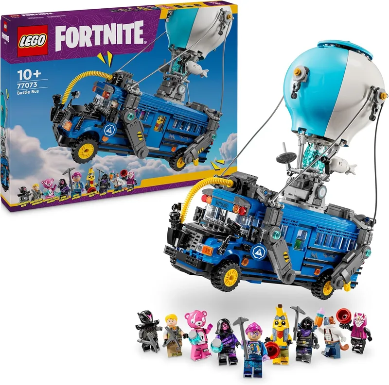 Autocarro de Batalha LEGO Fortnite - Veículo de videojogo com 9 minifiguras de personagens e acessórios - Prenda de jogador para rapazes e raparigas com mais de 10 anos e adolescentes 77073