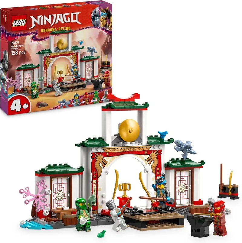 LEGO ▫️ Ninjago Templo Ninja do Spinjitzu - Modelo de construção com 4 minifiguras: Zane, NYA, Kai e Lloyd, com armas ninja e um dragão de brinquedo, presente para meninos e meninas a partir dos 4 anos 71831