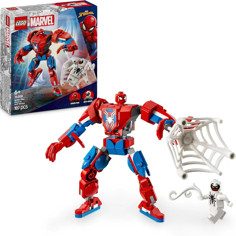 LEGO ▫️ Marvel Spider-Man Mech vs. Anti-Venom - Brinquedo de construção com figuras de super-heróis e 2 minifiguras para brincadeiras de faz-de-conta - Presente para meninos e meninas a partir dos 6 anos 76308