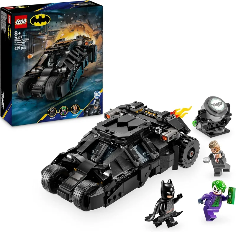 LEGO ▫️ DC Batman: Tumbler do Batman vs. Duas-Caras e o Joker – Brinquedo do Cavaleiro das Trevas, Batmóvel e minifiguras de super-heróis e vilões, presente para meninos e meninas a partir dos 8 anos 76303