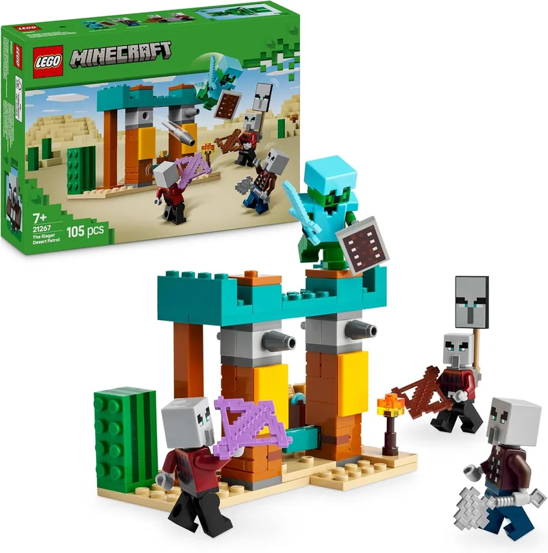 LEGO ▫️ Minecraft: A Patrulha do Deserto dos Maldeanos - Brinquedo interativo com figuras dos Maldeanos e do Cavaleiro Cacto - Presente para gamers, para meninos e meninas a partir dos 7 anos, fãs do videojogo 21267