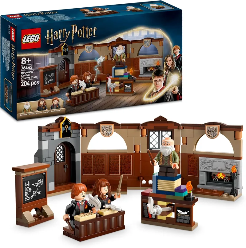 LEGO Harry Potter Castelo de Hogwarts: Classe de Encantamento Pedra Filosofal - Brinquedo do Filme, Minifiguras de Ron Weasley e Hermione Granger, Prenda para Raparigas e Rapazes a partir dos 8 anos 76442