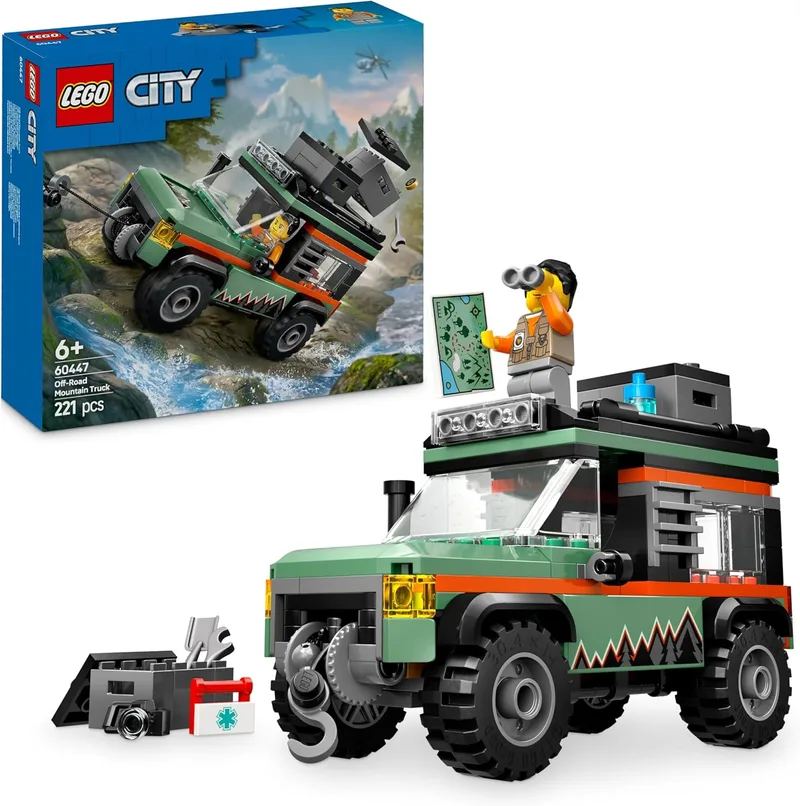 LEGO ▫️ City 4x4 Todo-o-terreno de Montanha – Veículo de construção de brinquedo com acessórios, como câmara e lanterna, e minifigura, presente de aniversário para meninos e meninas a partir dos 6 anos 60447