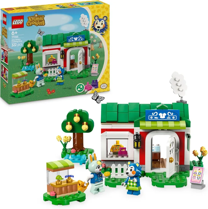 LEGO ▫️ Animal Crossing: Loja de Roupa das Irmãs Manitas – Conjunto de Construção, Figuras de Ouriço e Coelho de Brinquedo, Presente para Meninas, Meninos e Jogadores de Videojogos a partir dos 6 Anos 77055