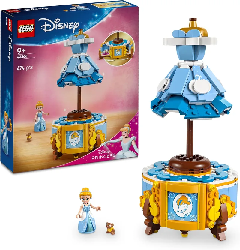 LEGO ▫️ ǀ Disney Princess: Traje da Cinderela com mini-boneca, brinquedo de construção com vestido de princesa e figura do animal Gus, presente criativo para meninas e meninos a partir dos 9 anos, fãs de moda 43266