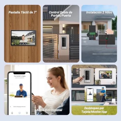 EZVIZ ▫️ Sistema de intercomunicação com videoporteiro Wi-Fi 1080P, monitor tátil a cores de 7'', campainha com videovisor de 2 fios, desbloqueio remoto,Áudio bidirecional, banda dupla (2,4/5 GHz), design fino, CP5 2