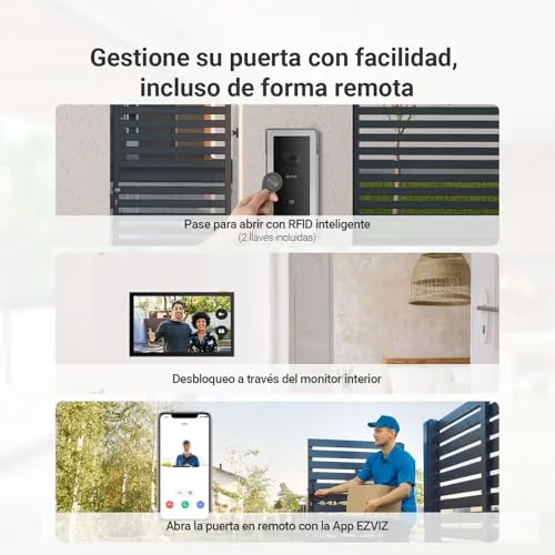 EZVIZ ▫️ Sistema de intercomunicação com videoporteiro Wi-Fi 1080P, monitor tátil a cores de 7'', campainha com videovisor de 2 fios, desbloqueio remoto,Áudio bidirecional, banda dupla (2,4/5 GHz), design fino, CP5 3