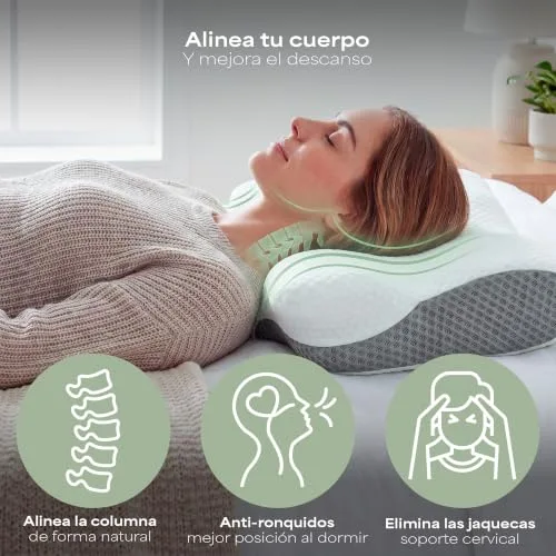 SILKORA ▫️ ️ | Almofada cervical premium | Almofada cervical japonesa viscoelástica e ergonómica | Almofada japonesa para dormir de lado e de barriga para cima | Dupla altura e capa lavável 5