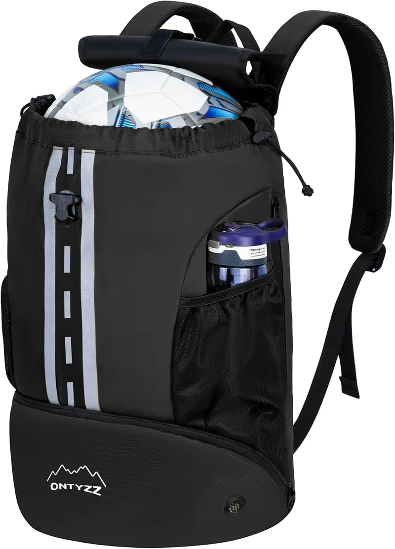 ONTYZZ ▫️ Mochila de Futebol com Compartimento Impermeável para Sapatos Mochila Desportiva Mochila Multifuncional para Basquetebol, Andebol, Voleibol, Praia, Piscina, Ioga, Dança, Ginásio, Bolsa com Cordas