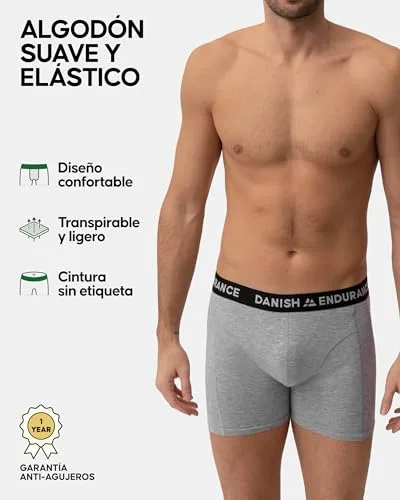 DANISH ENDURANCE ▫️ Cuecas boxer para homem, algodão, embalagens de 3 e 10 2