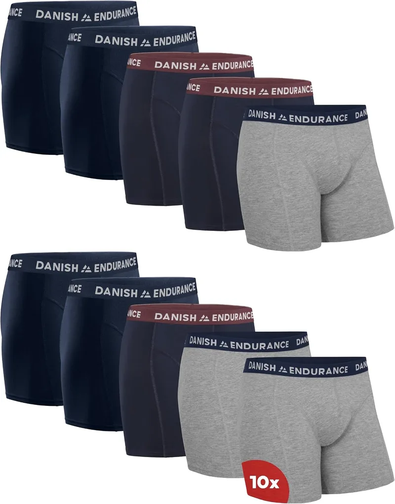 DANISH ENDURANCE ▫️ Cuecas boxer para homem, algodão, embalagens de 3 e 10